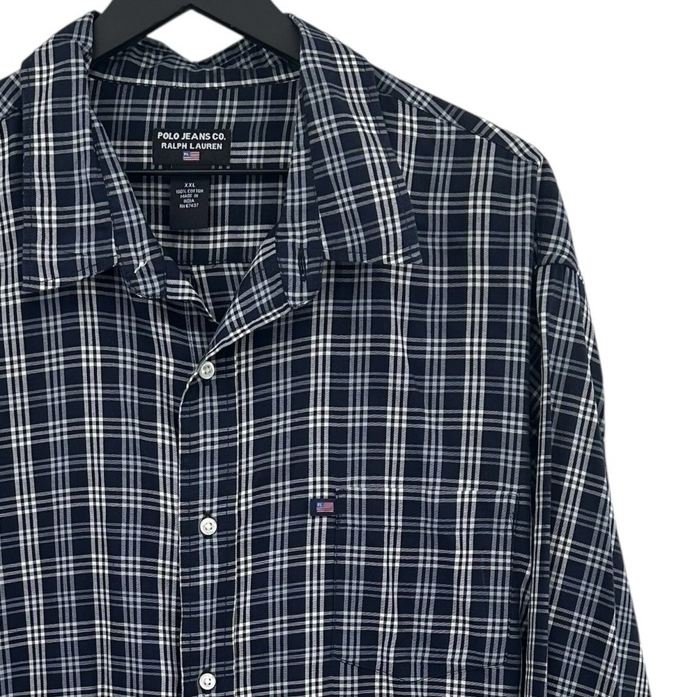 Polo Jeans Co. Ralph‎ Lauren Men's Long Sleeve Button Up  Size XXL Blue Plaid